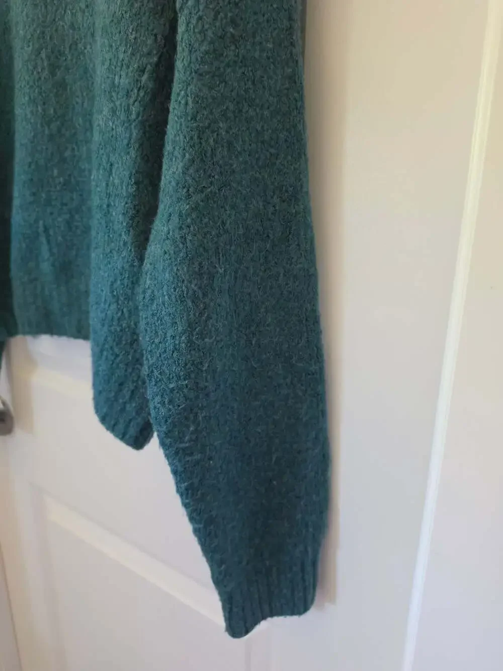 Free People Bradley Pullover Funnel Neck Cropped Sweater in Alpine Heather Teal